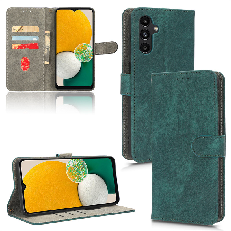 PU Leather Folio Flip Cover for Samsung Galaxy A04S/Galaxy A13 5G/A04/A04E/F04/M04 Wallet Case with [RFID Blocking] Card Holster Kickstand Magnetic Closure Shockproof Phone Cover