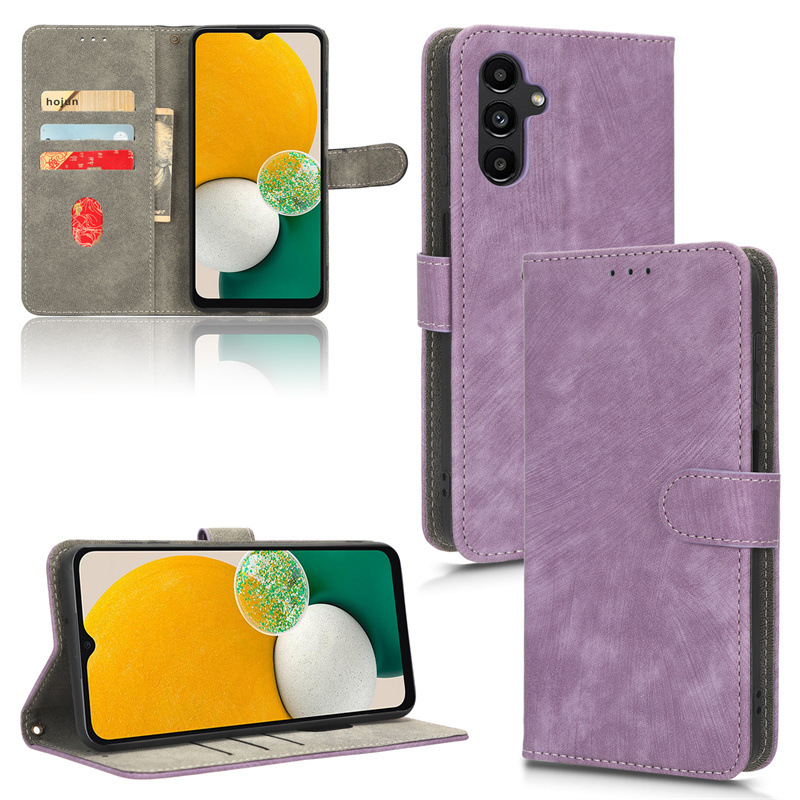 PU Leather Folio Flip Cover for Samsung Galaxy A04S/Galaxy A13 5G/A04/A04E/F04/M04 Wallet Case with [RFID Blocking] Card Holster Kickstand Magnetic Closure Shockproof Phone Cover
