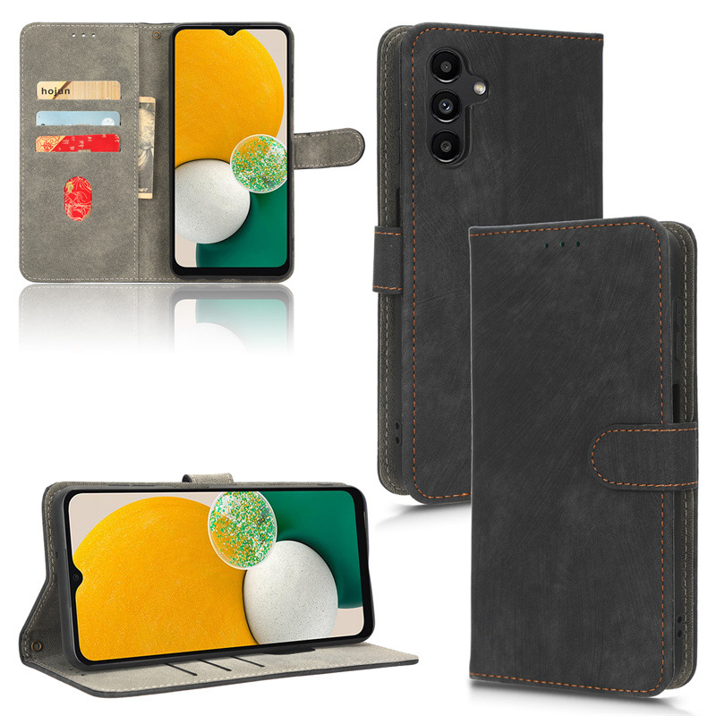 PU Leather Folio Flip Cover for Samsung Galaxy A04S/Galaxy A13 5G/A04/A04E/F04/M04 Wallet Case with [RFID Blocking] Card Holster Kickstand Magnetic Closure Shockproof Phone Cover