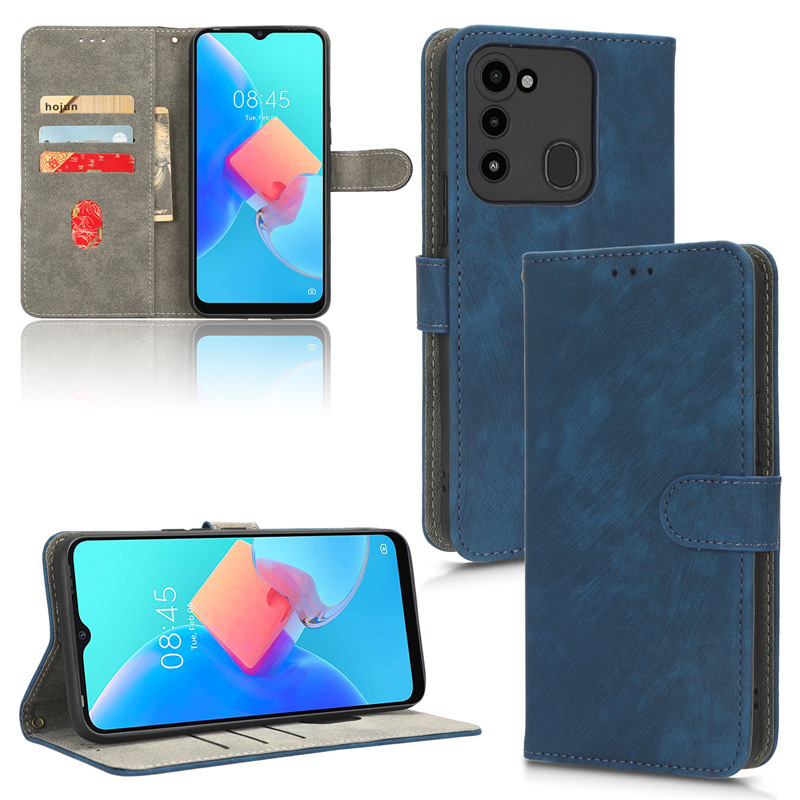 PU Leather Folio Flip Cover for Tecno Spark 8C/Spark Go 2022/KG5 Wallet Case with [RFID Blocking] Card Holster Kickstand Magnetic Closure Shockproof Phone Cover