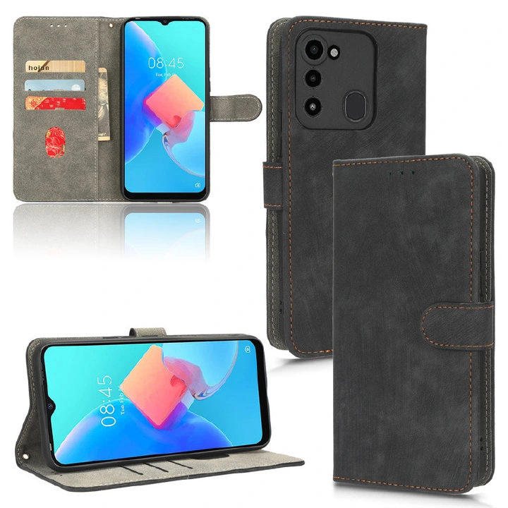 PU Leather Folio Flip Cover for Tecno Spark 8C/Spark Go 2022/KG5 Wallet Case with [RFID Blocking] Card Holster Kickstand Magnetic Closure Shockproof Phone Cover