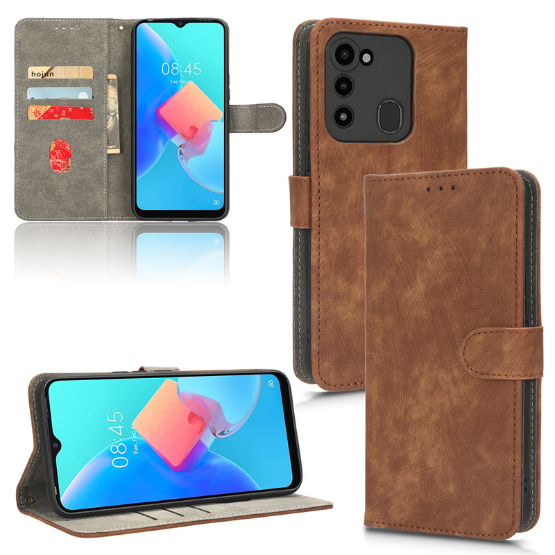 PU Leather Folio Flip Cover for Tecno Spark 8C/Spark Go 2022/KG5 Wallet Case with [RFID Blocking] Card Holster Kickstand Magnetic Closure Shockproof Phone Cover