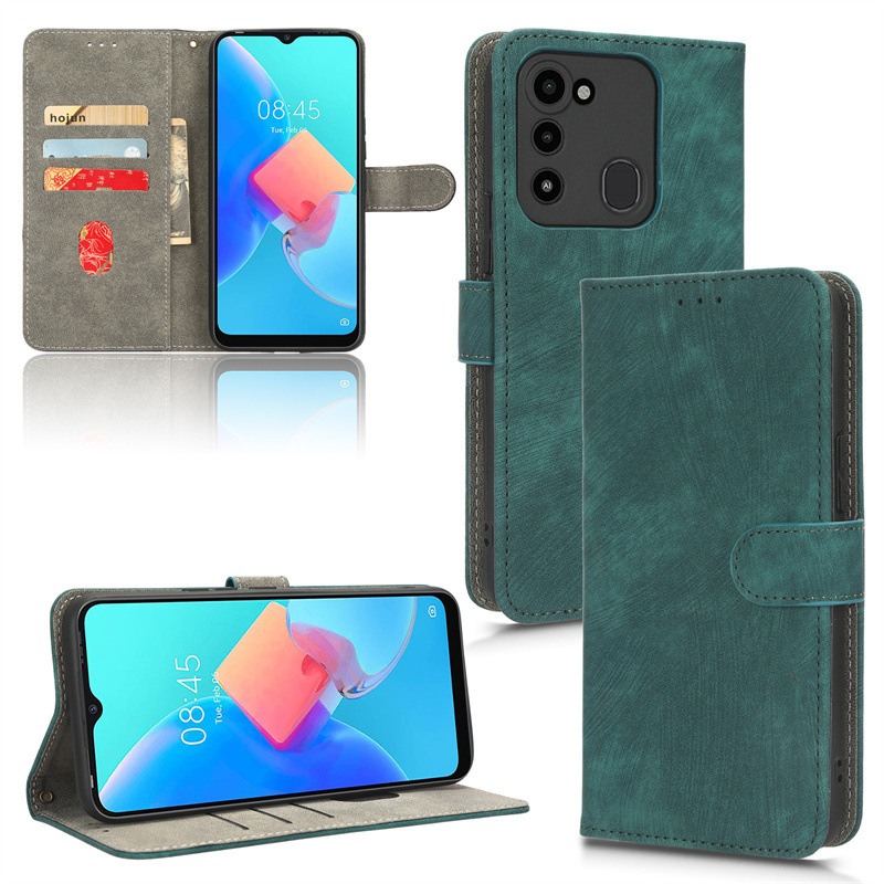 PU Leather Folio Flip Cover for Tecno Spark 8C/Spark Go 2022/KG5 Wallet Case with [RFID Blocking] Card Holster Kickstand Magnetic Closure Shockproof Phone Cover