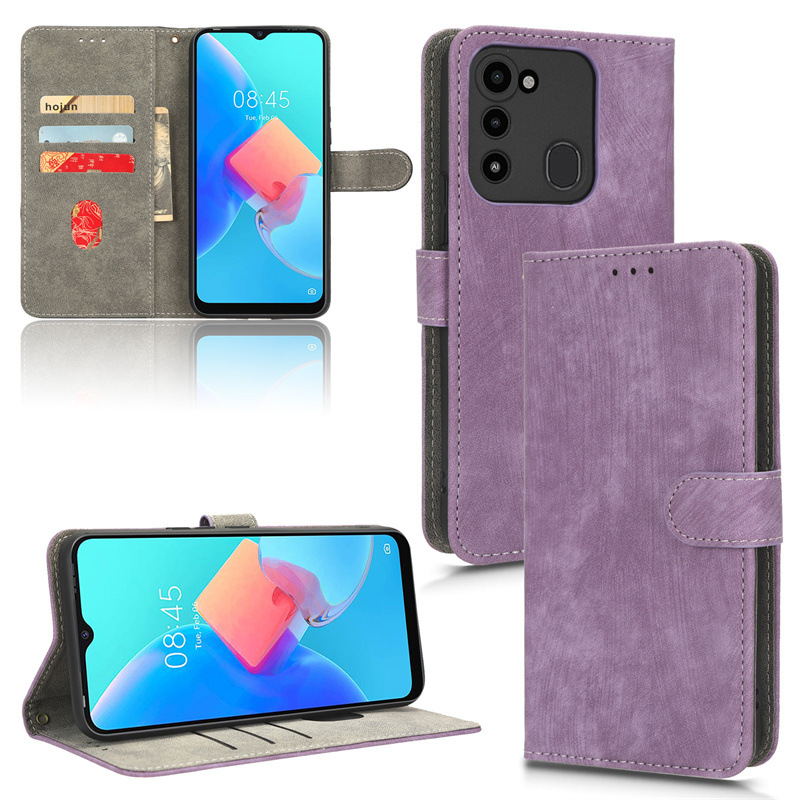 PU Leather Folio Flip Cover for Tecno Spark 8C/Spark Go 2022/KG5 Wallet Case with [RFID Blocking] Card Holster Kickstand Magnetic Closure Shockproof Phone Cover