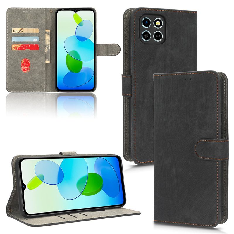 PU Leather Folio Flip Cover for Infinix Smart 6 HD/X6512 Wallet Case with [RFID Blocking] Card Holster Kickstand Magnetic Closure Shockproof Phone Cover
