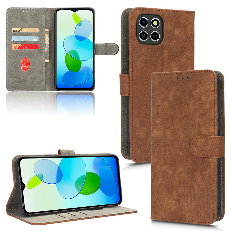 PU Leather Folio Flip Cover for Infinix Smart 6 HD/X6512 Wallet Case with [RFID Blocking] Card Holster Kickstand Magnetic Closure Shockproof Phone Cover