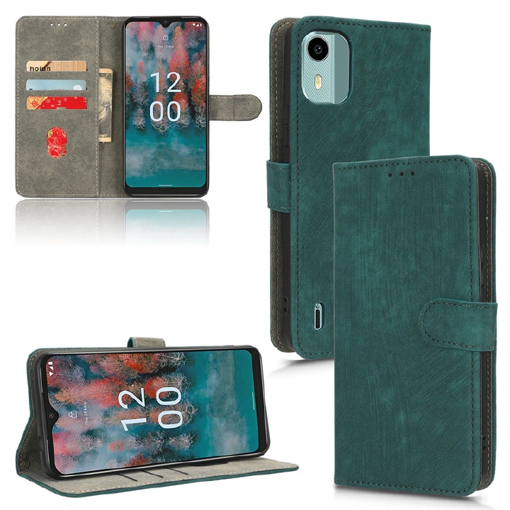 Flip Cover for Nokia C12 Plus C12 Pro PU Leather Phone Case Full-Body Protection Shockproof Wallet Cover With Hand Strap