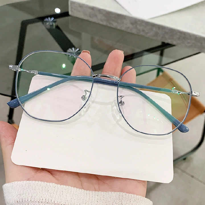 Ultra-light Metal Retro Eyeglass Frames For Men And Women With Fashion Polygonal Large Frame Frames Glasses With Myopia Anti-blue Light
