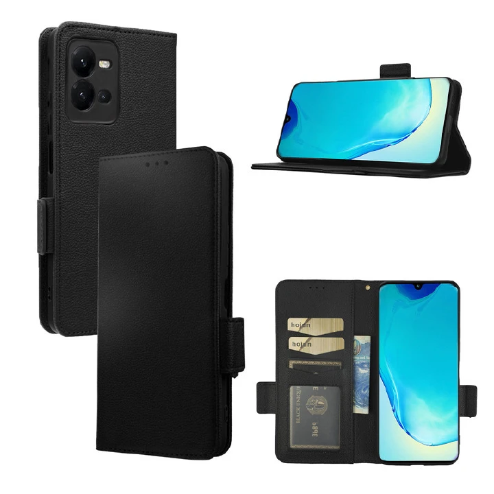 Wallet Flip Cover for vivo V25 5G Case Lychee Pattern Leather Magnetic Flip Folio Stand Phone Cover with Card Holder