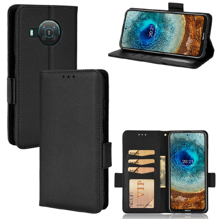 Wallet Flip Cover for Nokia X100 Case Lychee Pattern Leather Magnetic Flip Folio Stand Phone Cover with Card Holder