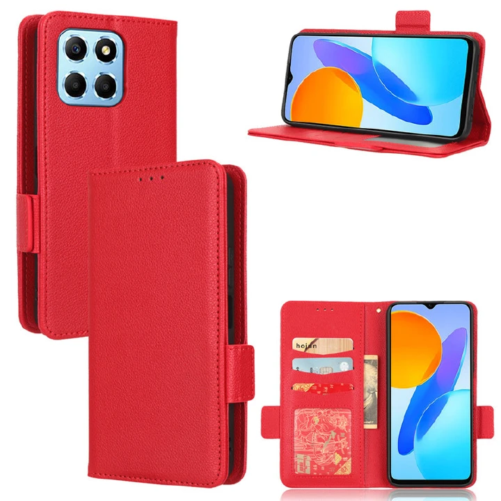 Wallet Flip Cover for Huawei Honor X6 4G Case Lychee Pattern Leather Magnetic Flip Folio Stand Phone Cover with Card Holder