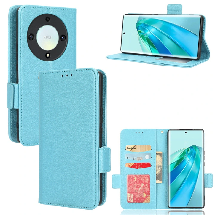 Wallet Flip Cover for Huawei Honor X9A 5G Case Lychee Pattern Leather Magnetic Flip Folio Stand Phone Cover with Card Holder