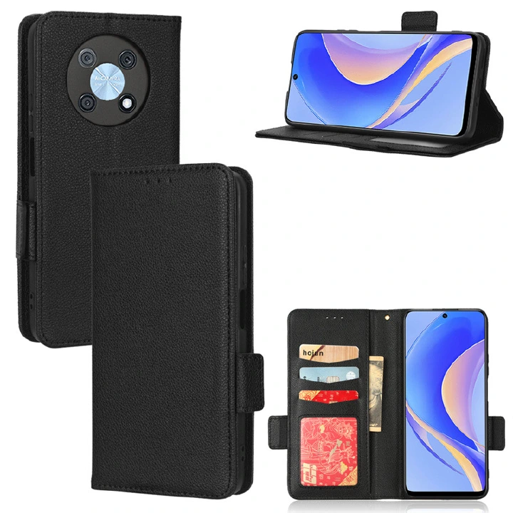Wallet Flip Cover for Huawei Nova Y90 4G Case Lychee Pattern Leather Magnetic Flip Folio Stand Phone Cover with Card Holder