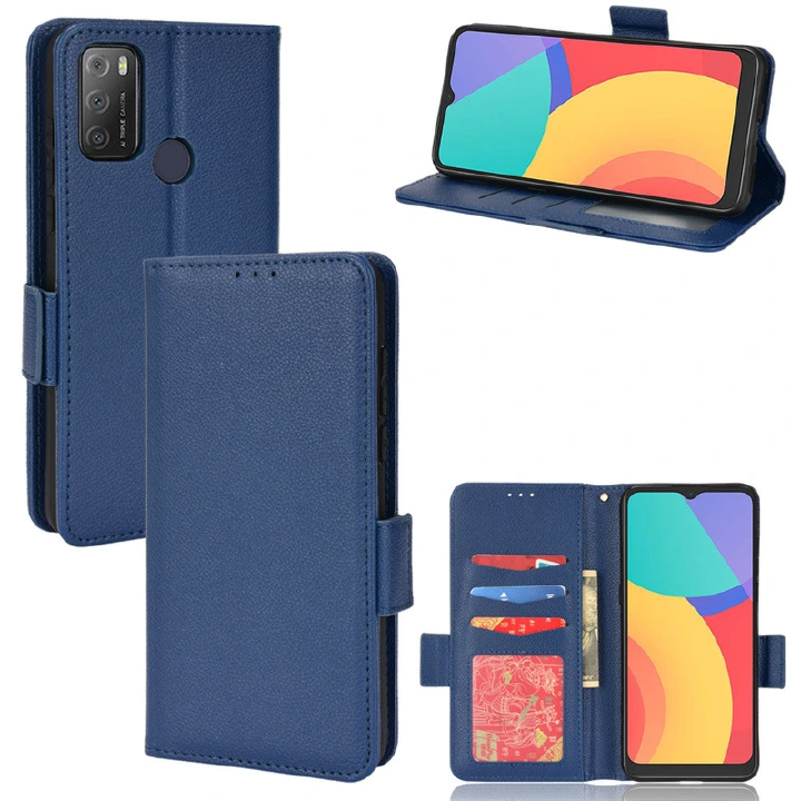 Wallet Flip Cover for TCL 20Y Case Lychee Pattern Leather Magnetic Flip Folio Stand Phone Cover with Card Holder