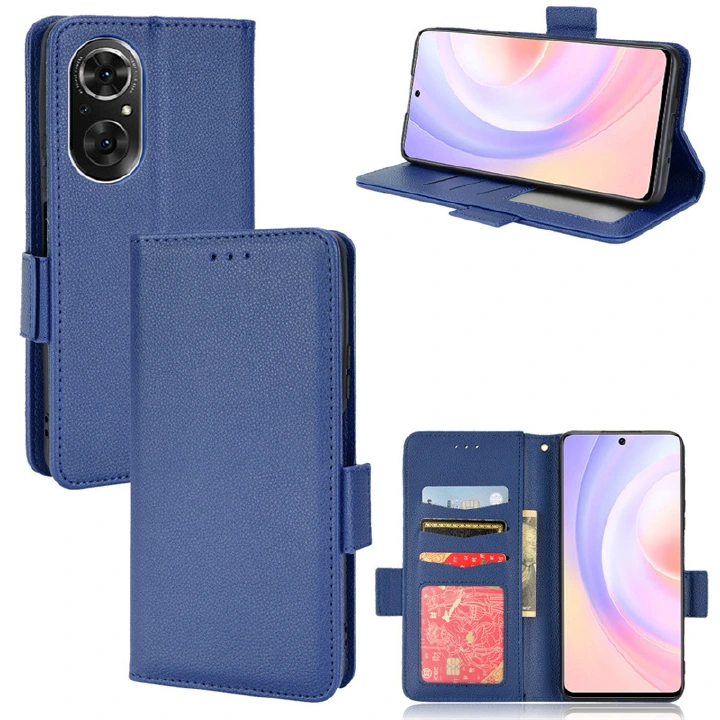 Wallet Flip Cover for Huawei Nova 9 SE Case Lychee Pattern Leather Magnetic Flip Folio Stand Phone Cover with Card Holder