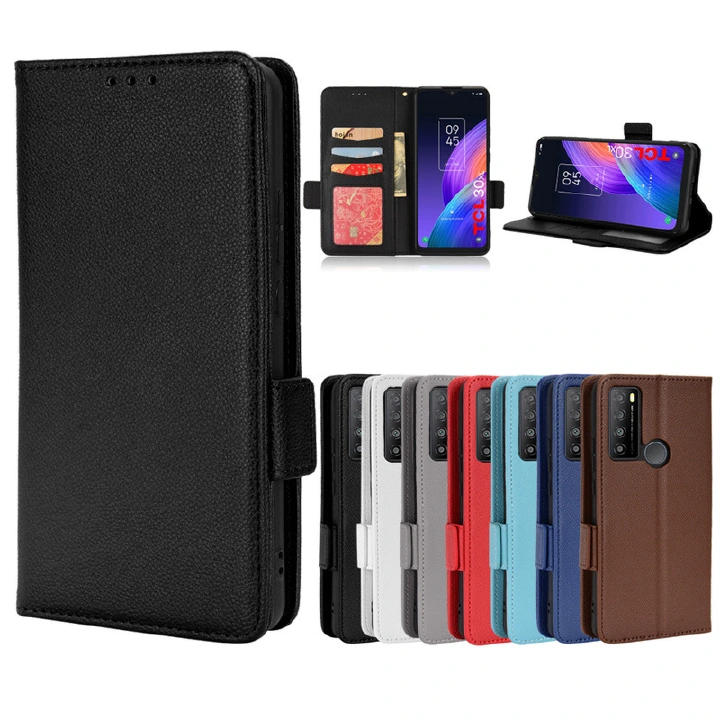 Wallet Flip Cover for TCL 30 XL Case Lychee Pattern Leather Magnetic Flip Folio Stand Phone Cover with Card Holder