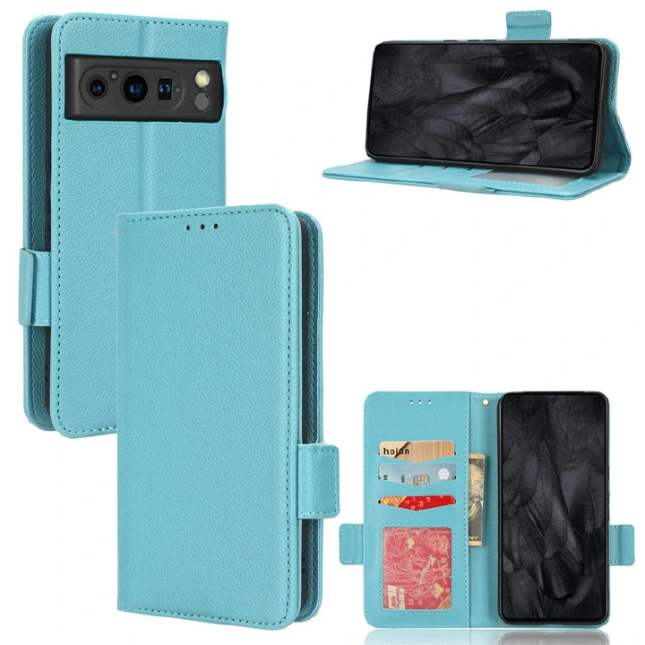 Wallet Flip Cover for Google Pixel 8 Pixel 8 Pro Case Lychee Pattern Leather Magnetic Flip Folio Stand Phone Cover with Card Holder