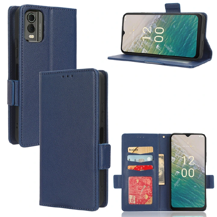 Wallet Flip Cover for Nokia C32 4G Case Lychee Pattern Leather Magnetic Flip Folio Stand Phone Cover with Card Holder