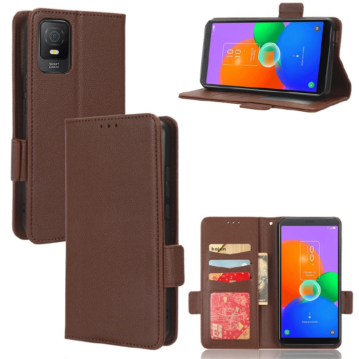 Wallet Flip Cover for  TCL 403 Case Lychee Pattern Leather Magnetic Flip Folio Stand Phone Cover with Card Holder