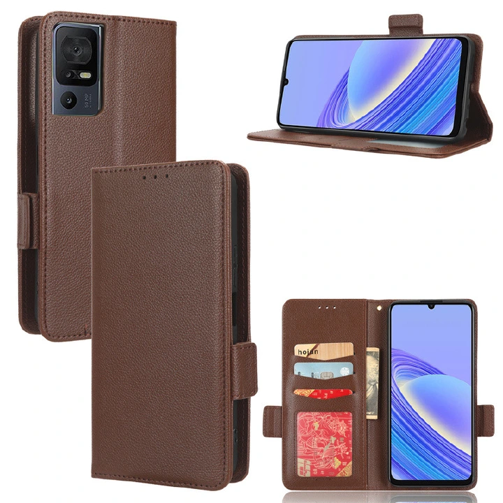 Wallet Flip Cover for TCL 40 SE Case Lychee Pattern Leather Magnetic Flip Folio Stand Phone Cover with Card Holder