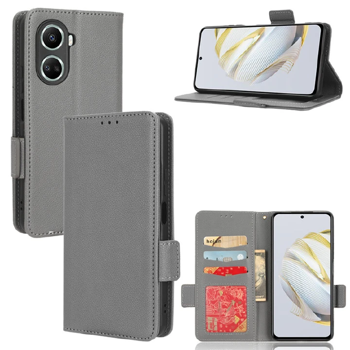 Wallet Flip Cover for Huawei nova 10 SE Case Lychee Pattern Leather Magnetic Flip Folio Stand Phone Cover with Card Holder