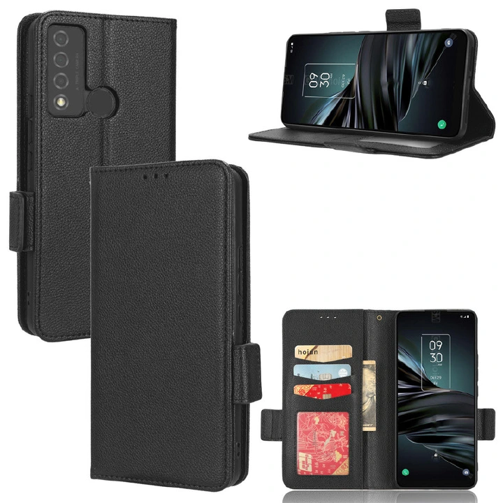 Wallet Flip Cover for TCL 20 XE Case Lychee Pattern Leather Magnetic Flip Folio Stand Phone Cover with Card Holder