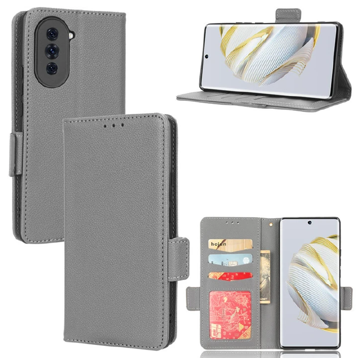Wallet Flip Cover for Huawei Nova 10 Case Lychee Pattern Leather Magnetic Flip Folio Stand Phone Cover with Card Holder