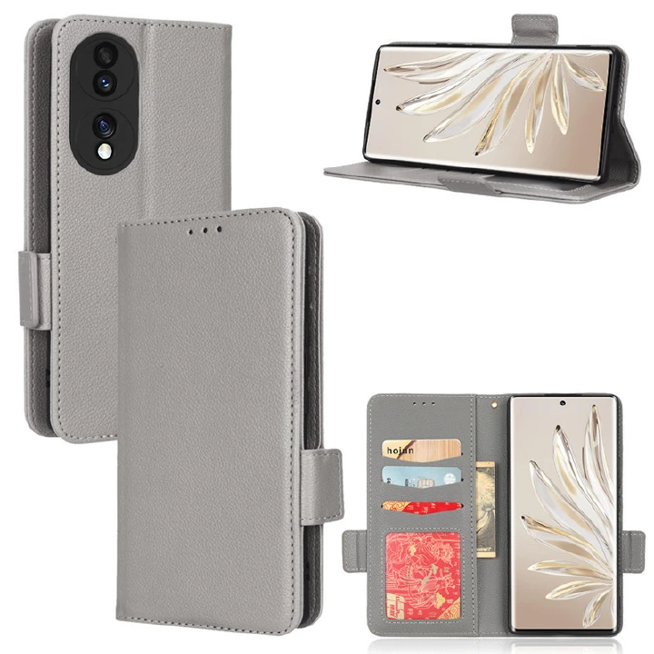 Wallet Flip Cover for Huawei Honor 70 5G Case Lychee Pattern Leather Magnetic Flip Folio Stand Phone Cover with Card Holder