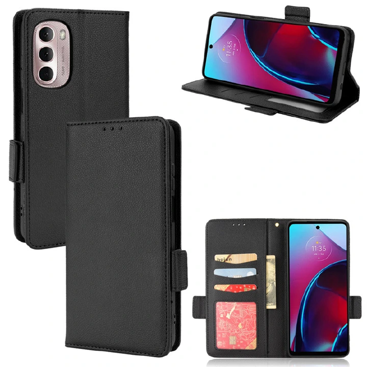 Wallet Flip Cover for MOTO G Stylus 5G 2022 Stylus 4G 2022 Case Lychee Pattern Leather Magnetic Flip Folio Stand Phone Cover with Card Holder
