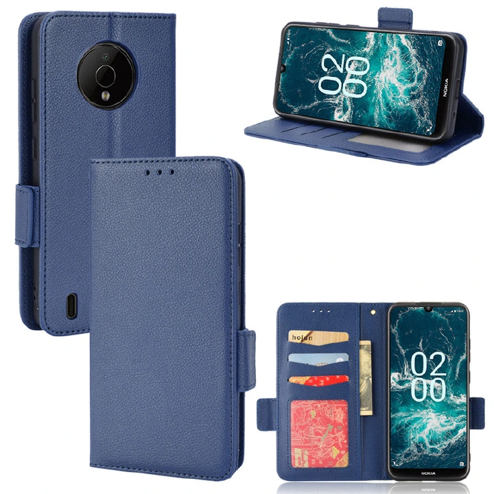 Wallet Flip Cover for Nokia C200 Case Lychee Pattern Leather Magnetic Flip Folio Stand Phone Cover with Card Holder