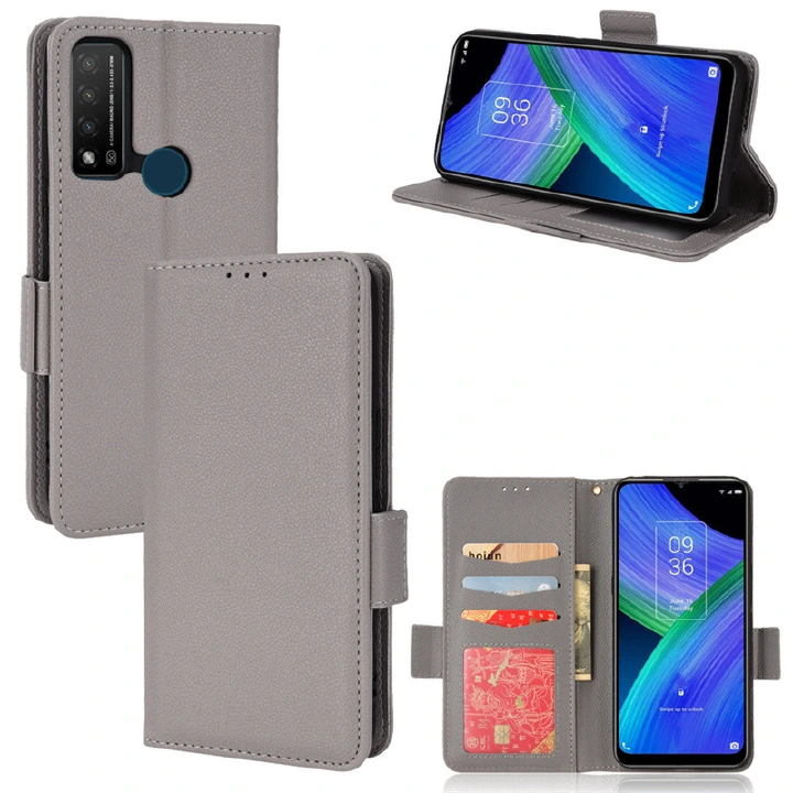 Wallet Flip Cover for TCL 20R 5G Case Lychee Pattern Leather Magnetic Flip Folio Stand Phone Cover with Card Holder