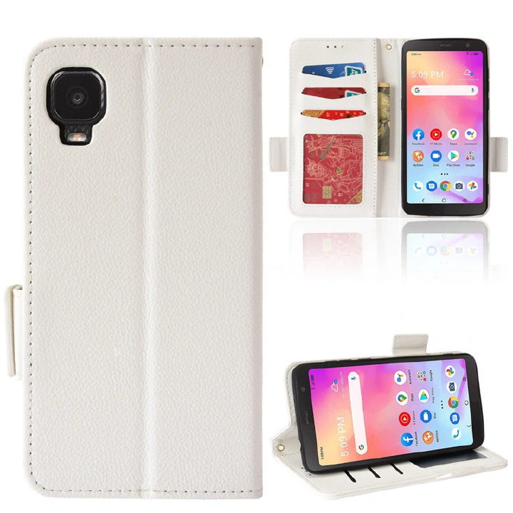 Wallet Flip Cover for TCL A3 Case Lychee Pattern Leather Magnetic Flip Folio Stand Phone Cover with Card Holder
