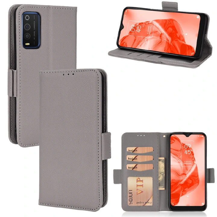 Wallet Flip Cover for TCL 205 Case Lychee Pattern Leather Magnetic Flip Folio Stand Phone Cover with Card Holder