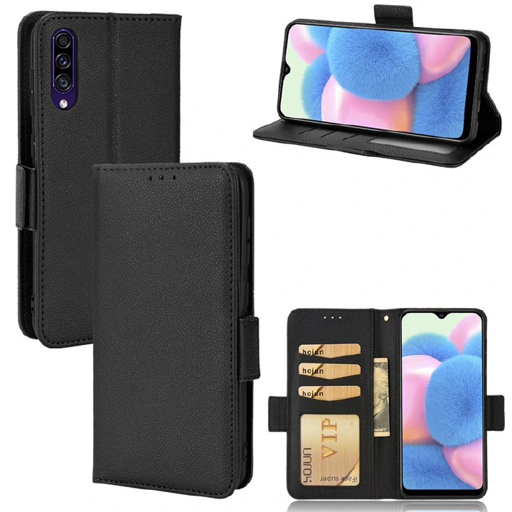 Wallet Flip Cover for Samsung Galaxy A50 Case Lychee Pattern Leather Magnetic Flip Folio Stand Phone Cover with Card Holder