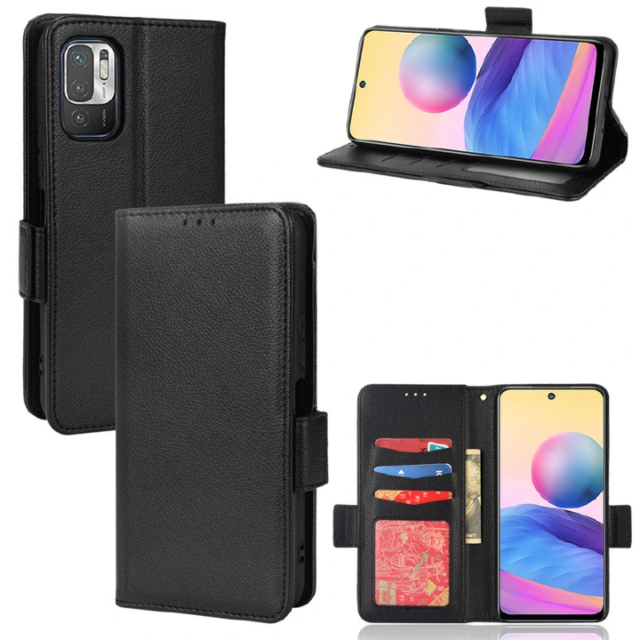 Wallet Flip Cover for Xiaomi Redmi Note 10 5G Note 10T 5G Case Lychee Pattern Leather Magnetic Flip Folio Stand Phone Cover with Card Holder