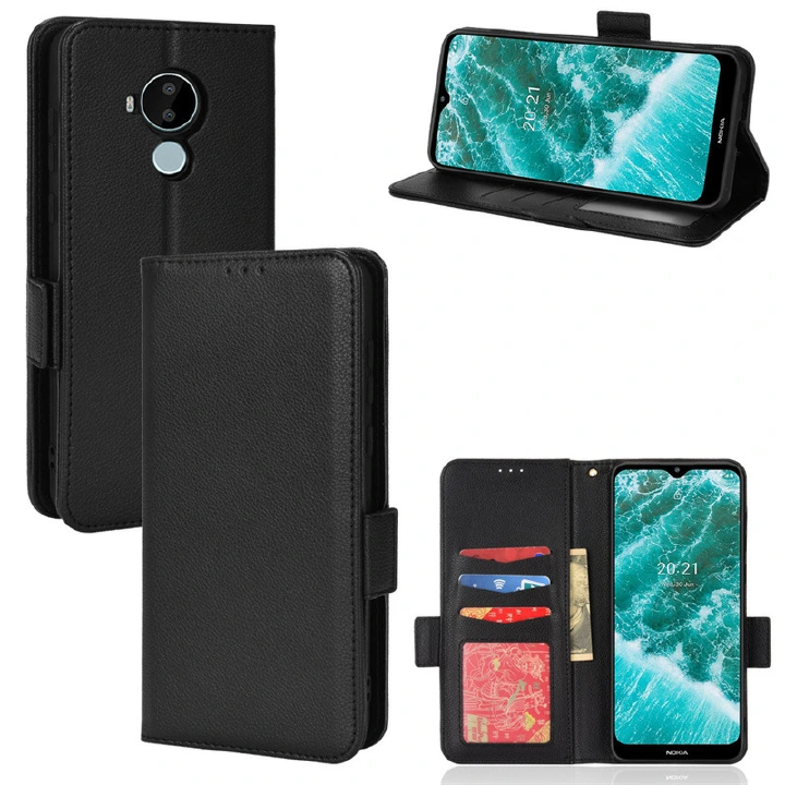 Wallet Flip Cover for Nokia C30 Case Lychee Pattern Leather Magnetic Flip Folio Stand Phone Cover with Card Holder