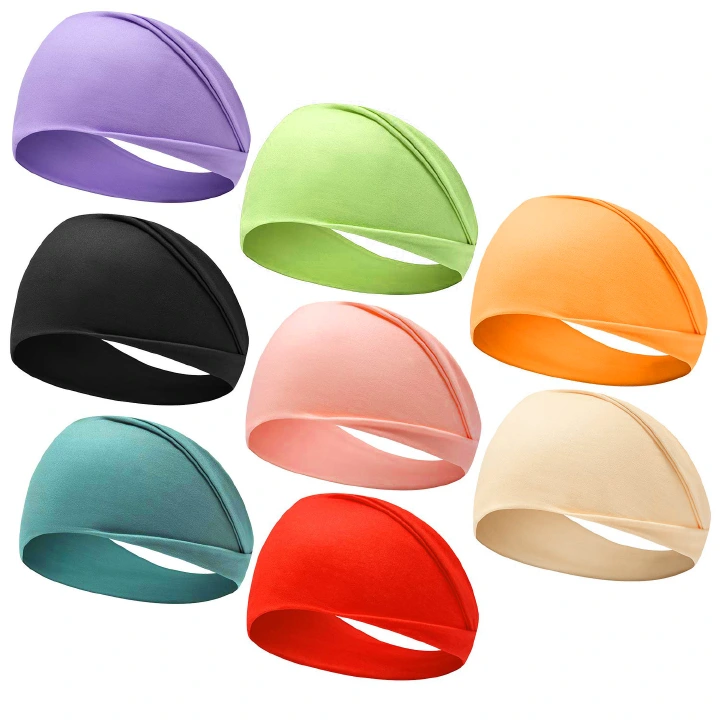New European And American Sports Hairband Yoga Sweatband Men And Women Running Fitness Headband Stretch Cotton Headband Solid Colour Hairband