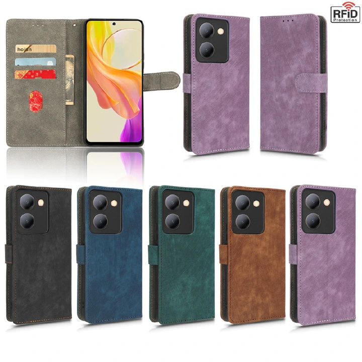 PU Leather Folio Flip Cover for VIVO Y36 5G Y78+ 5G Wallet Case with [RFID Blocking] Card Holster Kickstand Magnet