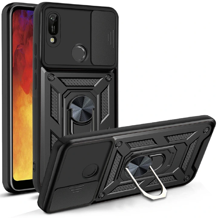 Luxury Slide Camera Lens Case For Huawei Y6 (2019)/Y6 Prime (2019)/Y6S Kickstand Shockproof Cover