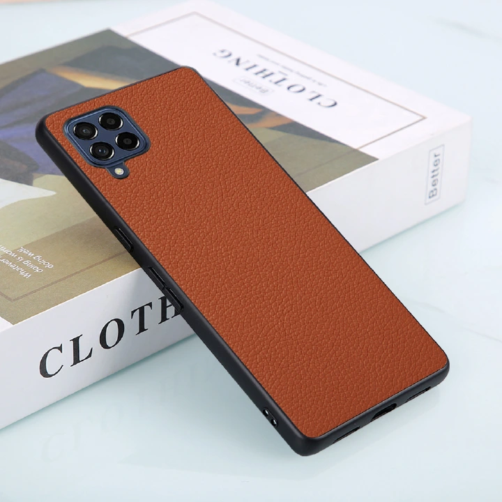 Phone Case for Samsung Galaxy M53 5G Fashion Lychee Grain Leather Shockproof Anti Fall Protective Cover