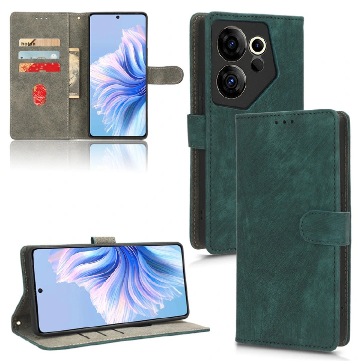 PU Leather Folio Flip Cover for [Tecno Camon 20 Premier 5G] Wallet Case with [RFID Blocking] Card Holster Kickstand Magnet