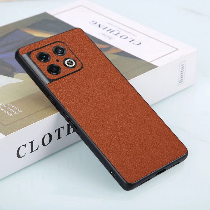 Phone Case for OnePlus 10 Pro Fashion Lychee Grain Leather Shockproof Anti Fall Protective Cover