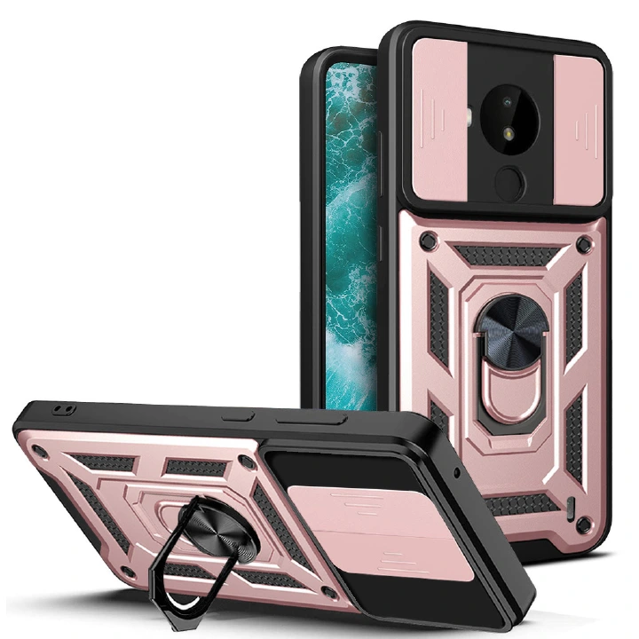 Phone Case for Nokia X100 C10 C30 G10 C21 C21 Plus G21 Shockproof Bumper [Drop-Protection] Case with Ring Holder Stand Magnetic Cover