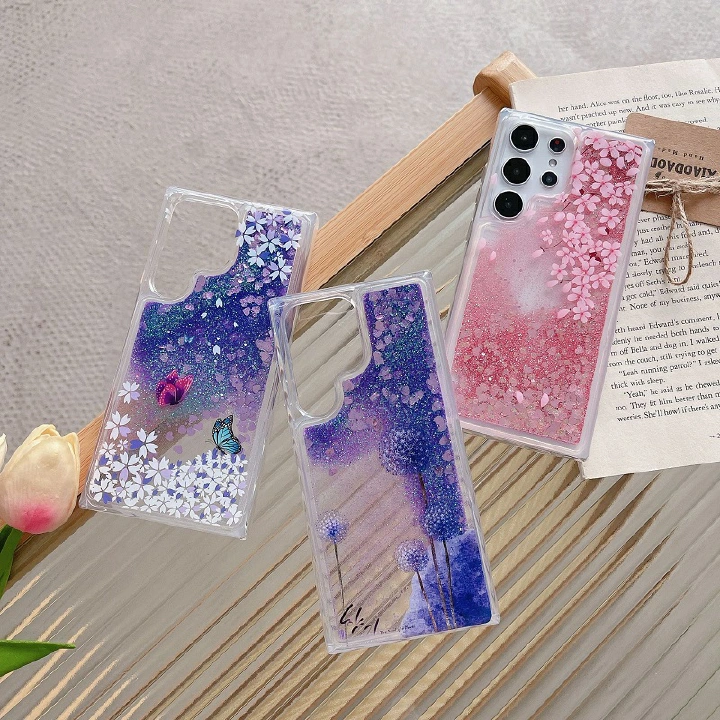 Phone Case for Samsung Galaxy S23 S22 S21 S20 Ultra Plus S21 S20 FE Note 20 Ultra 10 9 8 A54 A34 A24 A14 A73 A53 A33 A13 A04S A52 A32 Liquid Quicksand Anti Fall Protective Cover
