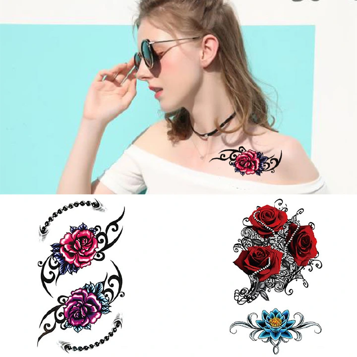 Small Flower Arm Tattoo Sticker Waterproof Tattoo Sticker Rose Tattoo Sticker
