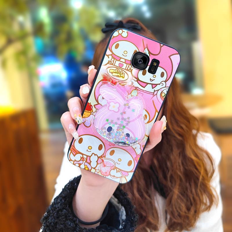 Phone Case for Samsung Galaxy S7 Edge Case Cute Fashion Silicona Shockproof Cover with Pop Socket Stand