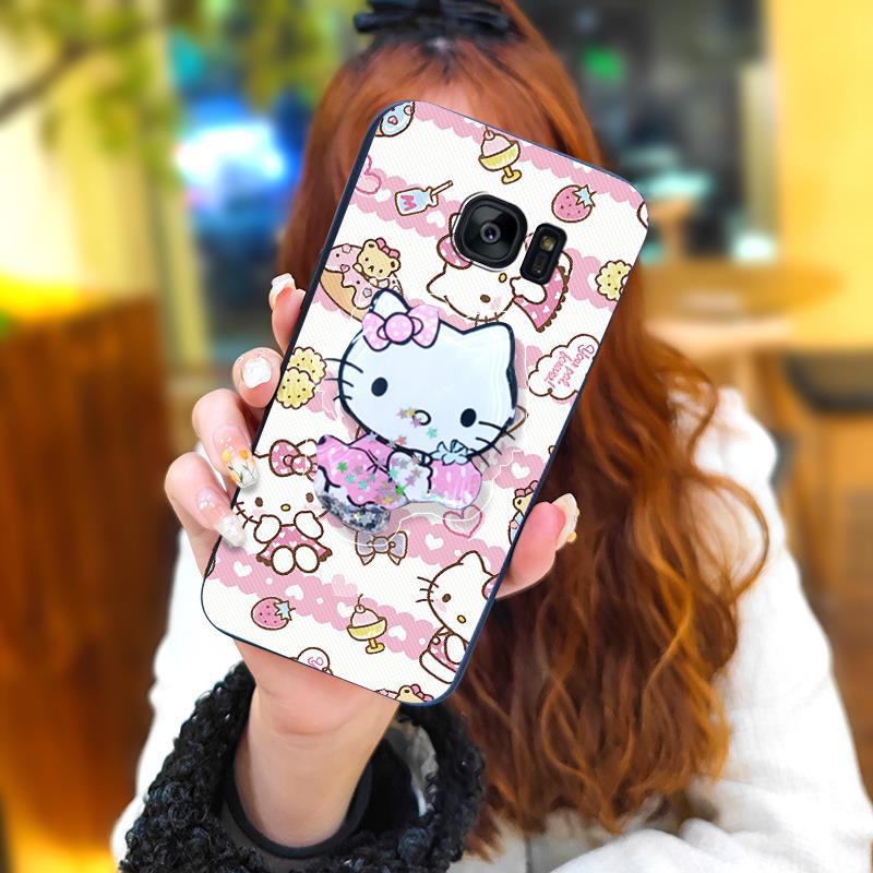 Phone Case for Samsung Galaxy S7 Edge Case Cute Fashion Silicona Shockproof Cover with Pop Socket Stand