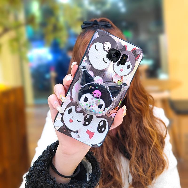 Phone Case for Samsung Galaxy S7 Edge Case Cute Fashion Silicona Shockproof Cover with Pop Socket Stand