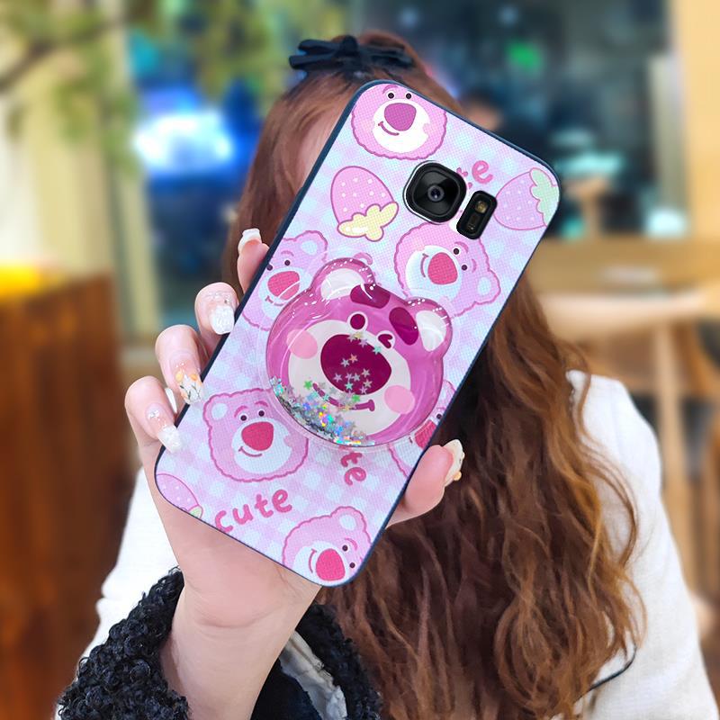 Phone Case for Samsung Galaxy S7 Edge Case Cute Fashion Silicona Shockproof Cover with Pop Socket Stand