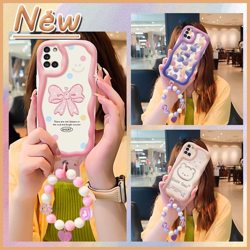 Phone Case for Samsung Galaxy A31 A51 Case Cute Fashion Silicona Shockproof Cover with Bracelet